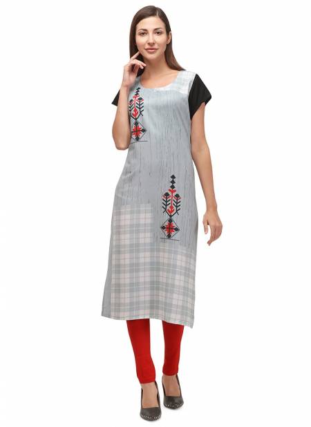 Gray Colour And White Colour RYN New Designer Daily Wear Rayon Women Kurti Collection RYN-VT2375